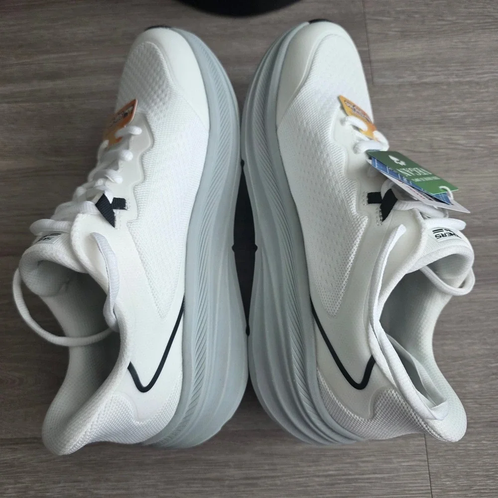 Skechers Hands Free Slip-ins BOBS Skillz Mens 9.5 White Gray 118431 WGY Vegan